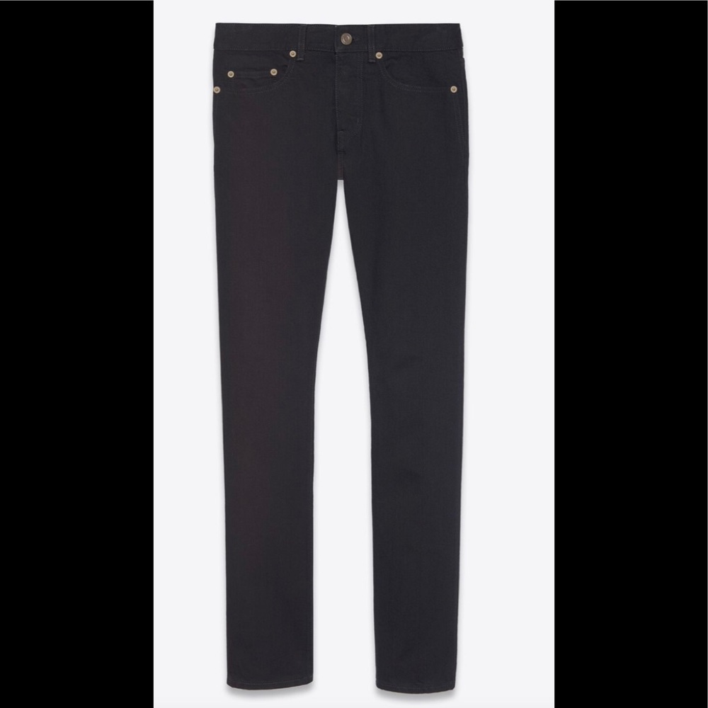 SAINT LAURENT MENS SLIM-FIT JEANS IN WORN BLACK DENIM SZ 31